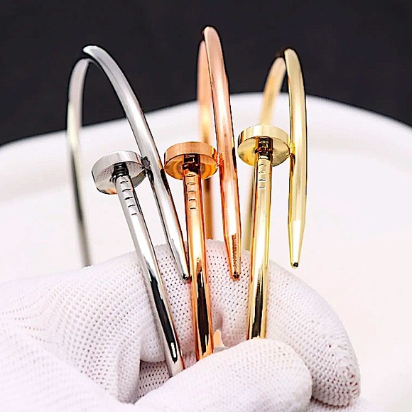 Silver Nail Choker Necklace Platinum No stones Screw Nailhead - Picture 8 of 8